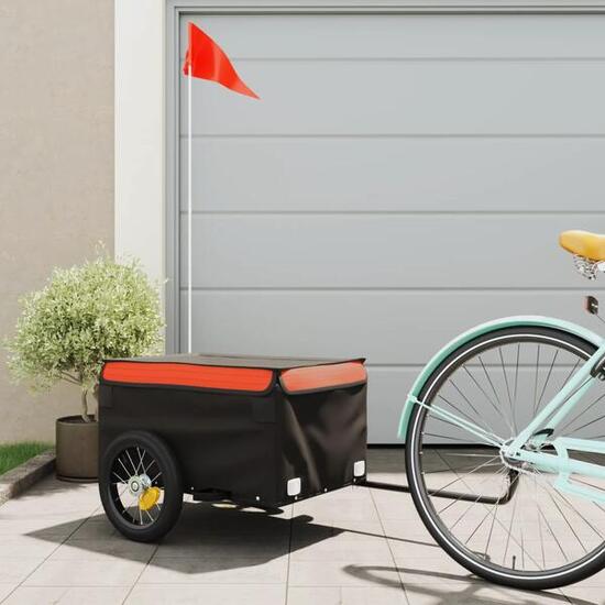 VidaXL przyczepka rowerowa 30 kg żelazo czarny i pomarańczowy