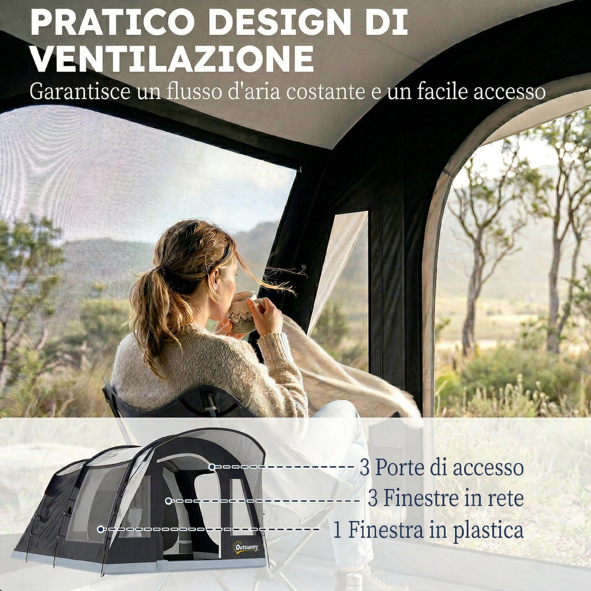 Outsunny Tenda Tunnel da Campeggio Impermeabile per 4 Persone, Blu Navy 7/7
