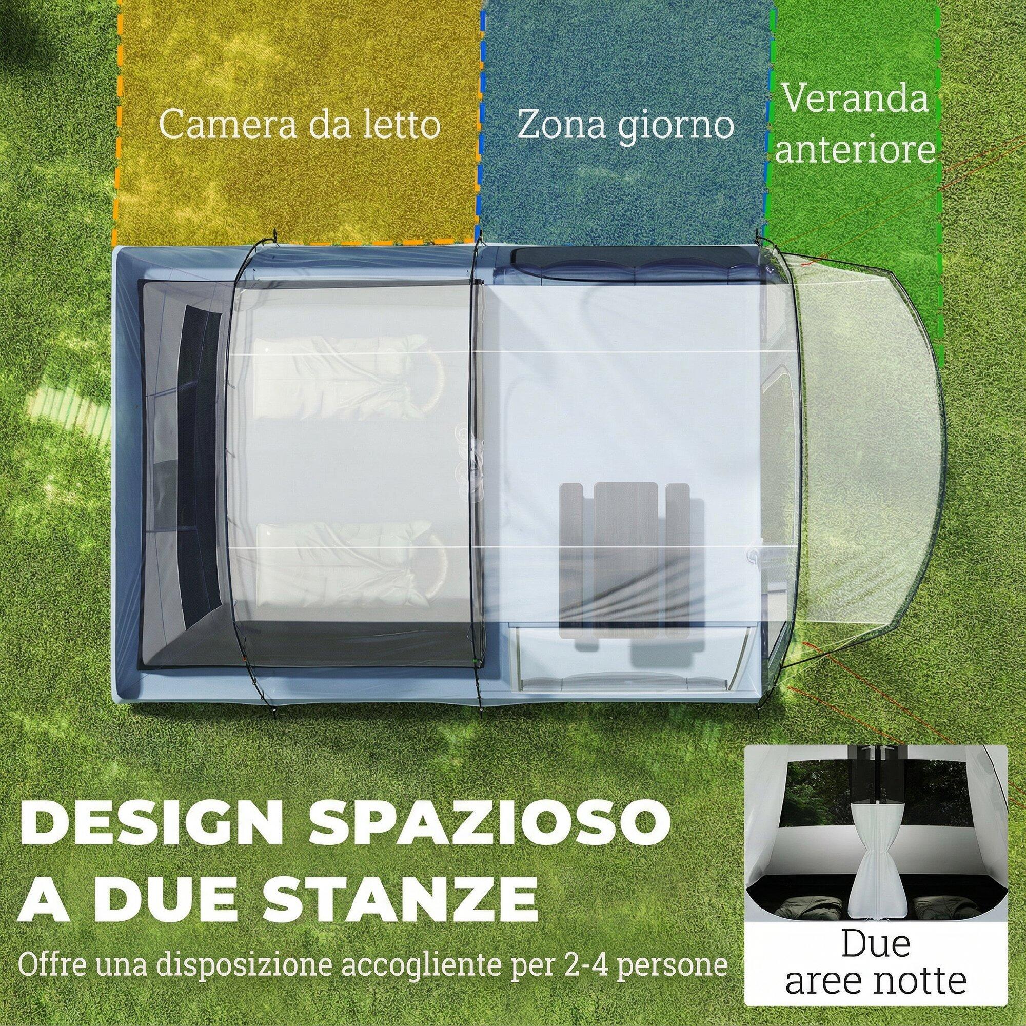 Outsunny Tenda Tunnel da Campeggio Impermeabile per 4 Persone, Blu Navy 4/7