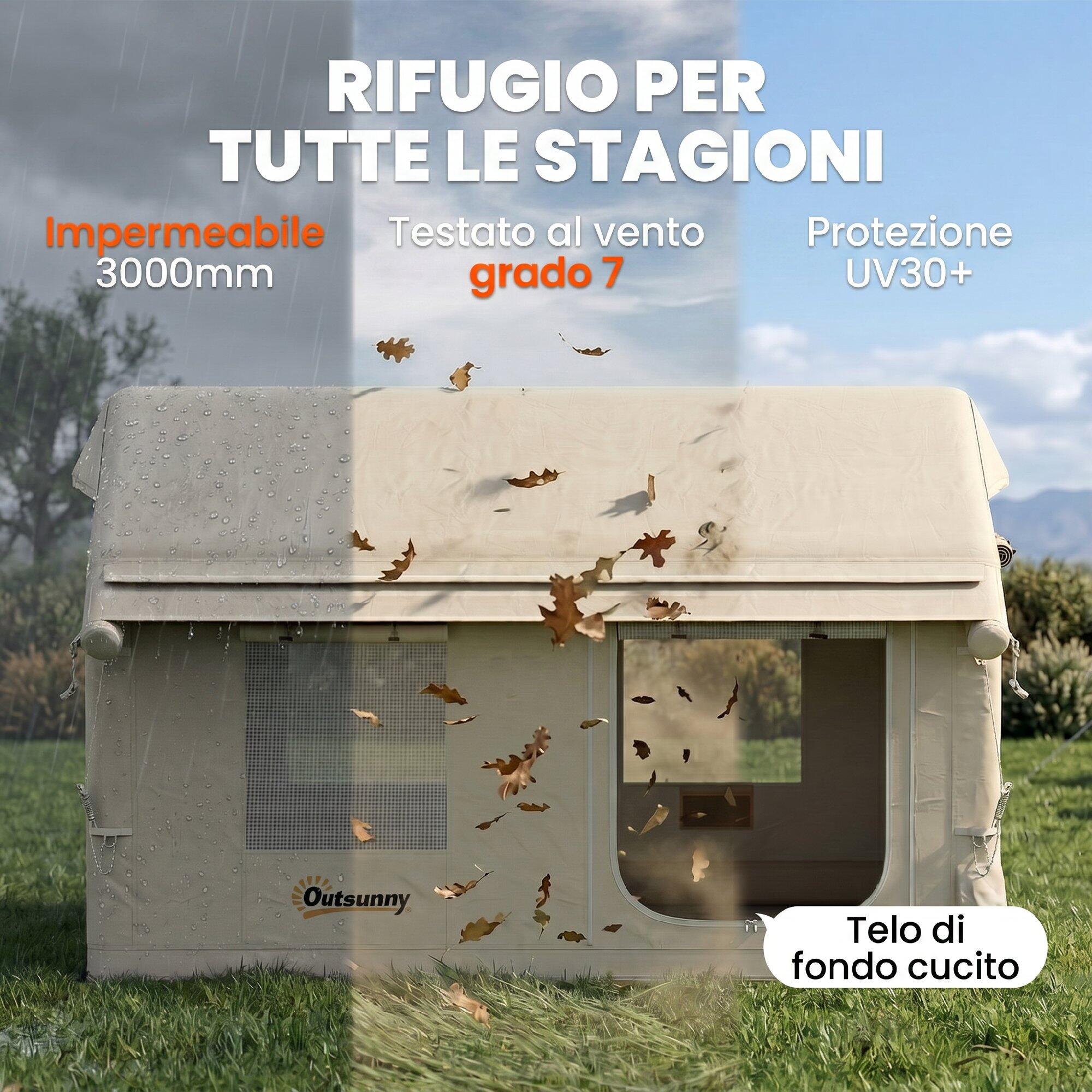 Outsunny Tenda da Campeggio Gonfiabile, 4 Stagioni, per 8 Persone, Cachi 7/7