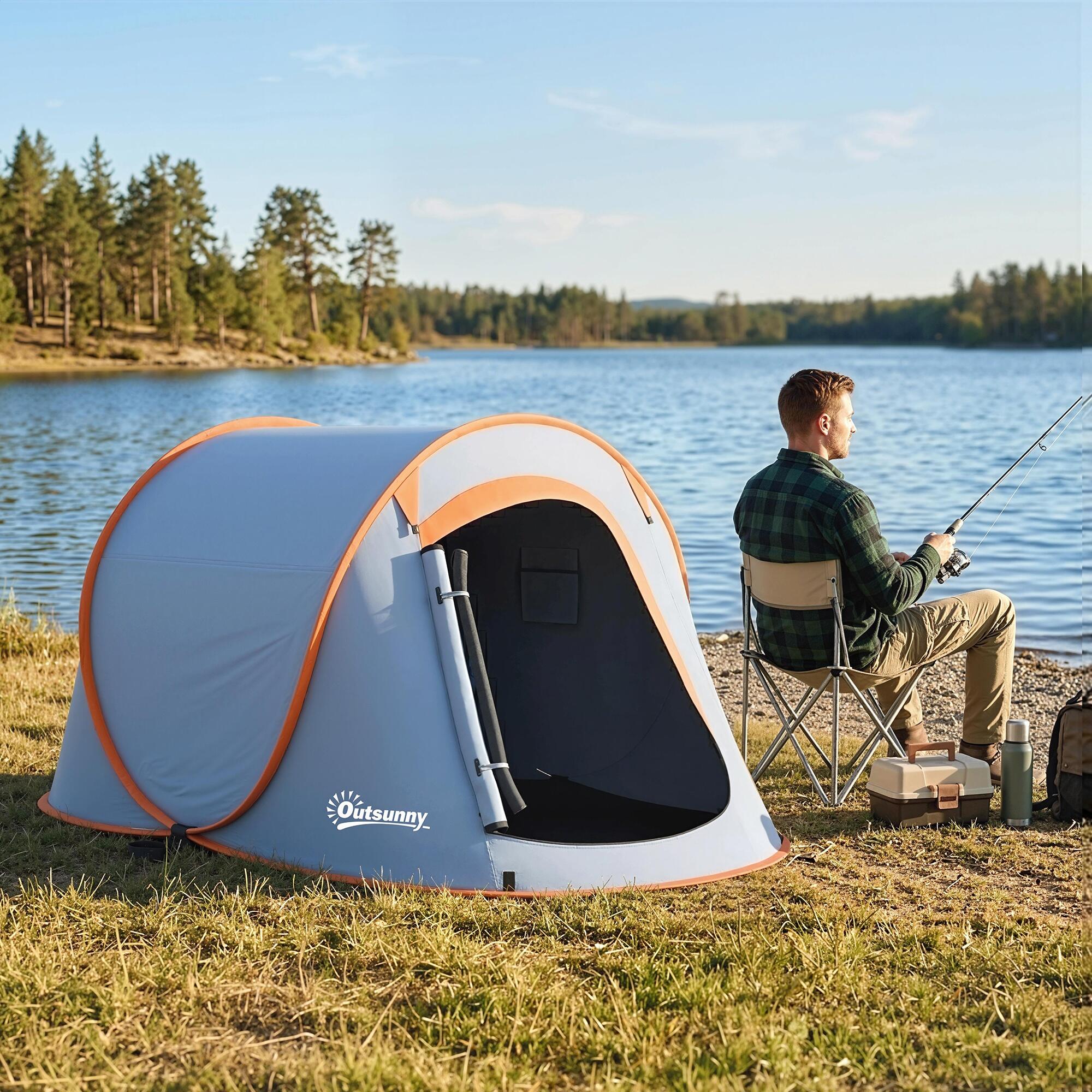 Outsunny Tenda da Campeggio Pop Up Singola Impermeabile, Grigio 2/7