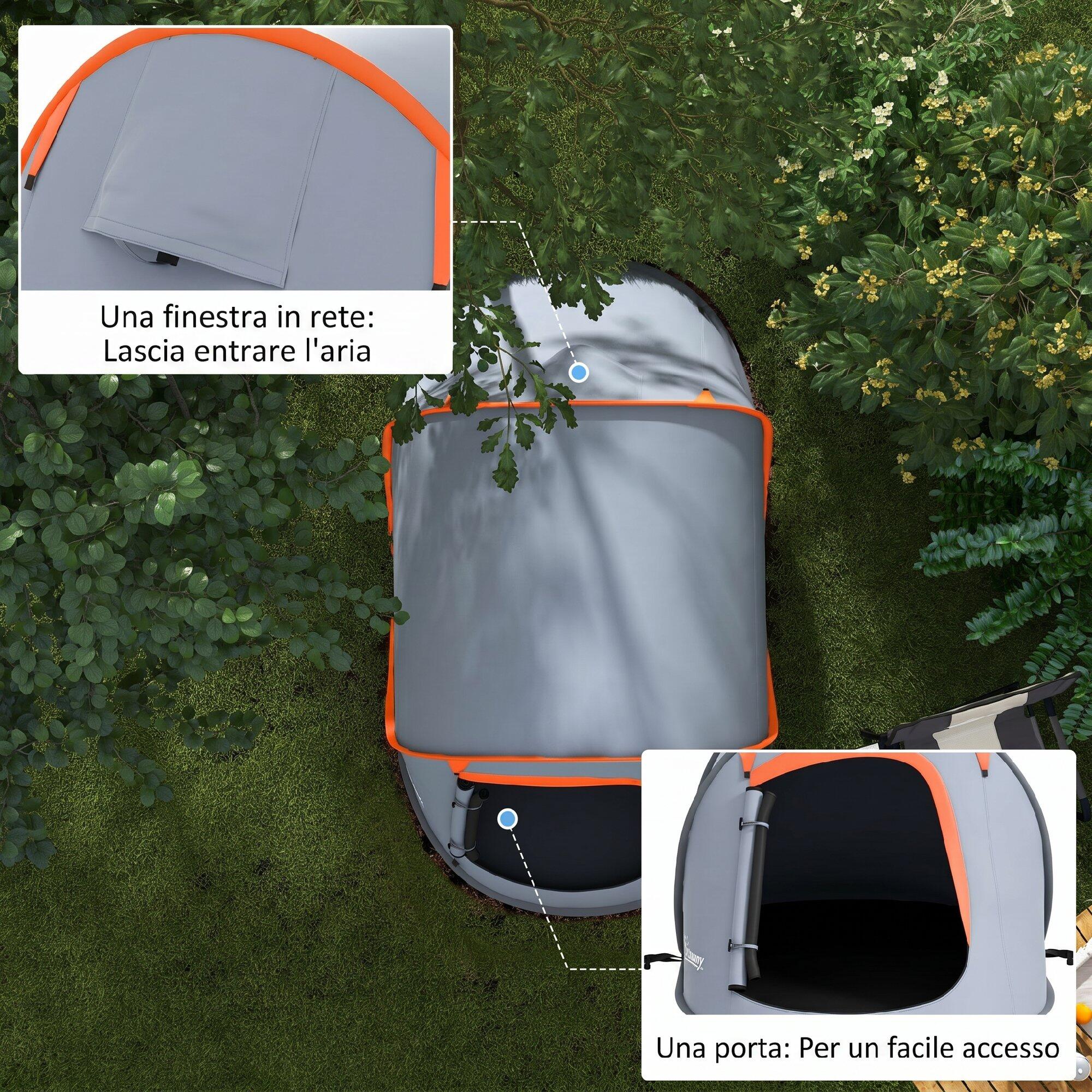 Outsunny Tenda da Campeggio Pop Up Singola Impermeabile, Grigio 6/7