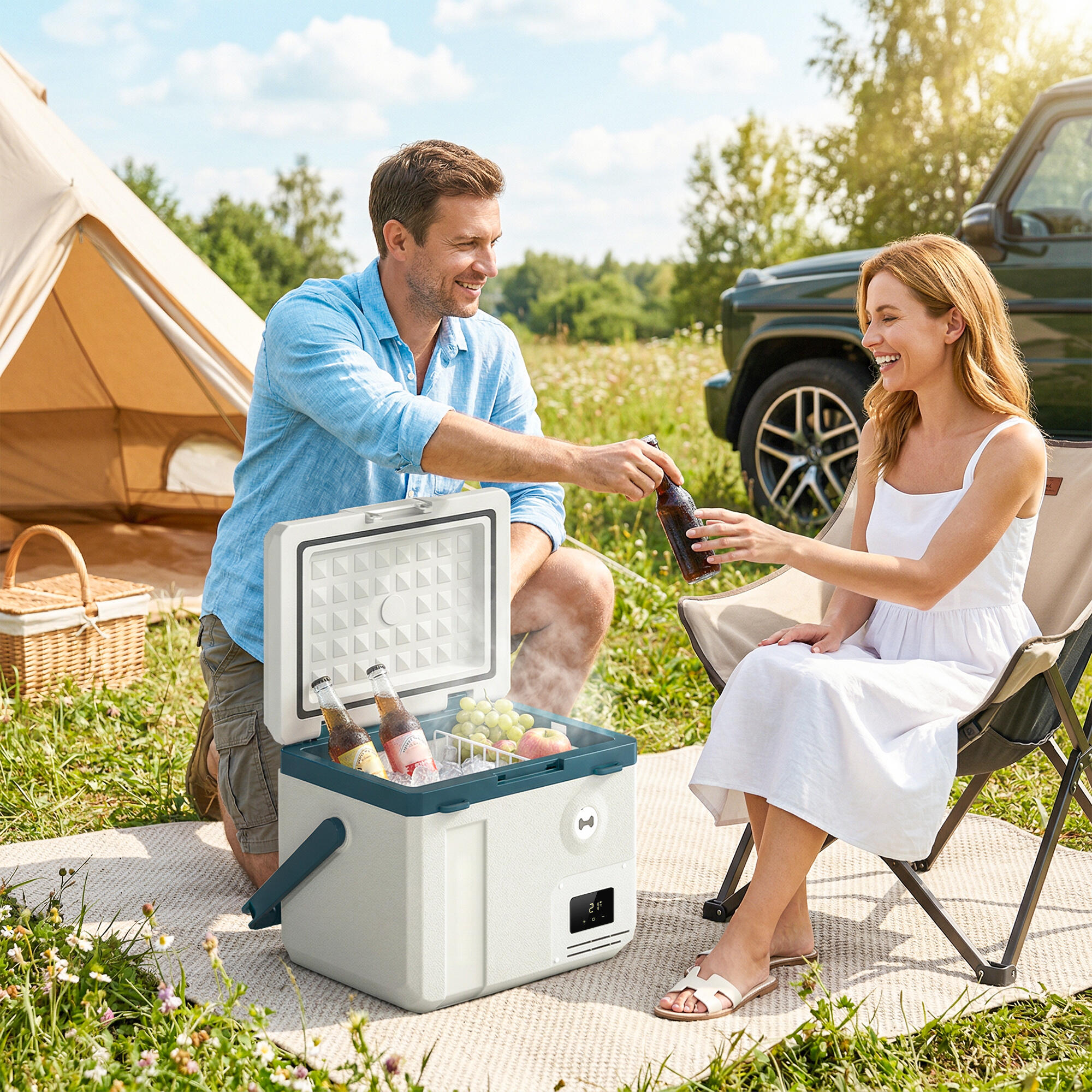 Outsunny Frigorifero Portatile per Auto con Controllo App, 19L, Nero 2/7
