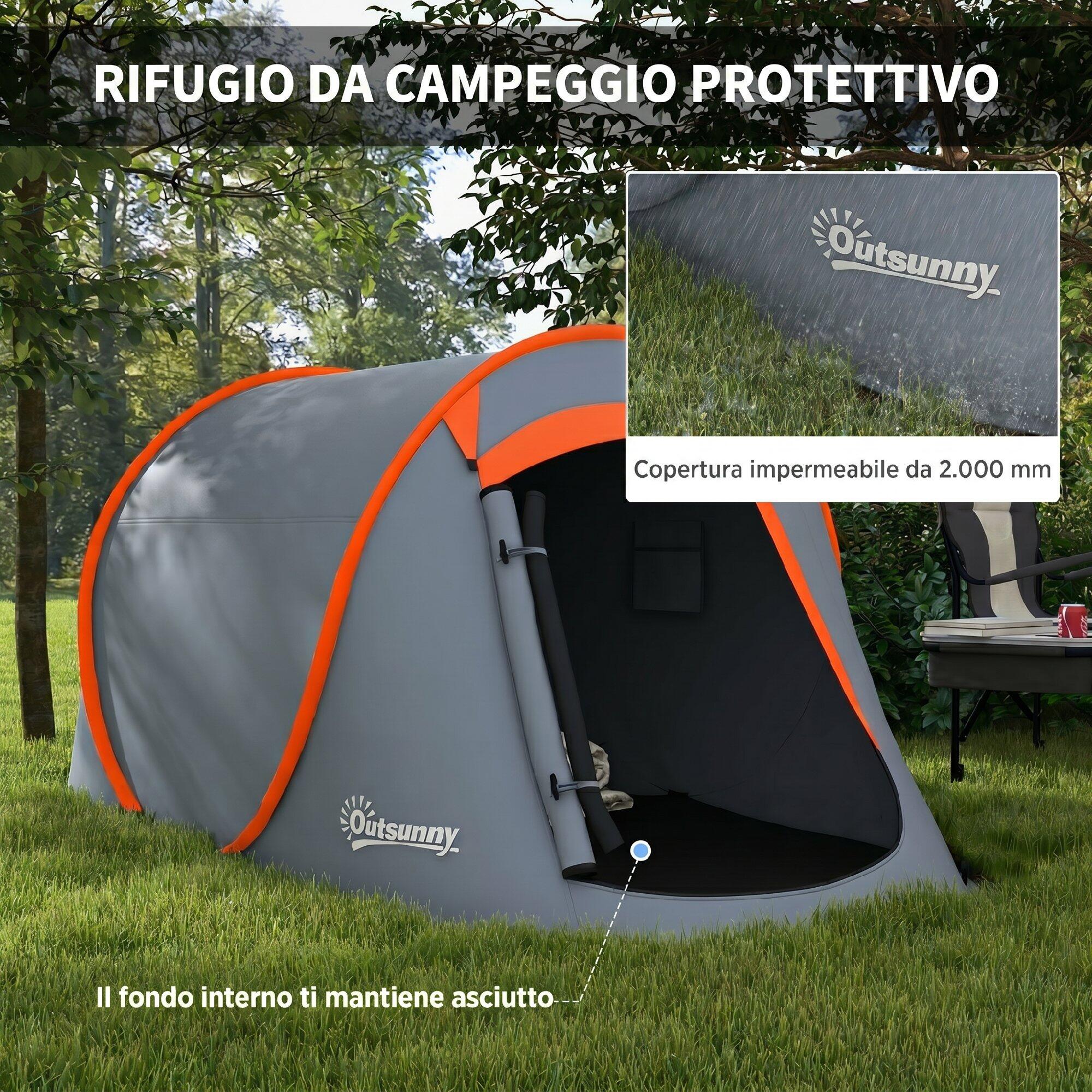 Outsunny Tenda da Campeggio Pop Up Singola Impermeabile, Grigio 5/7