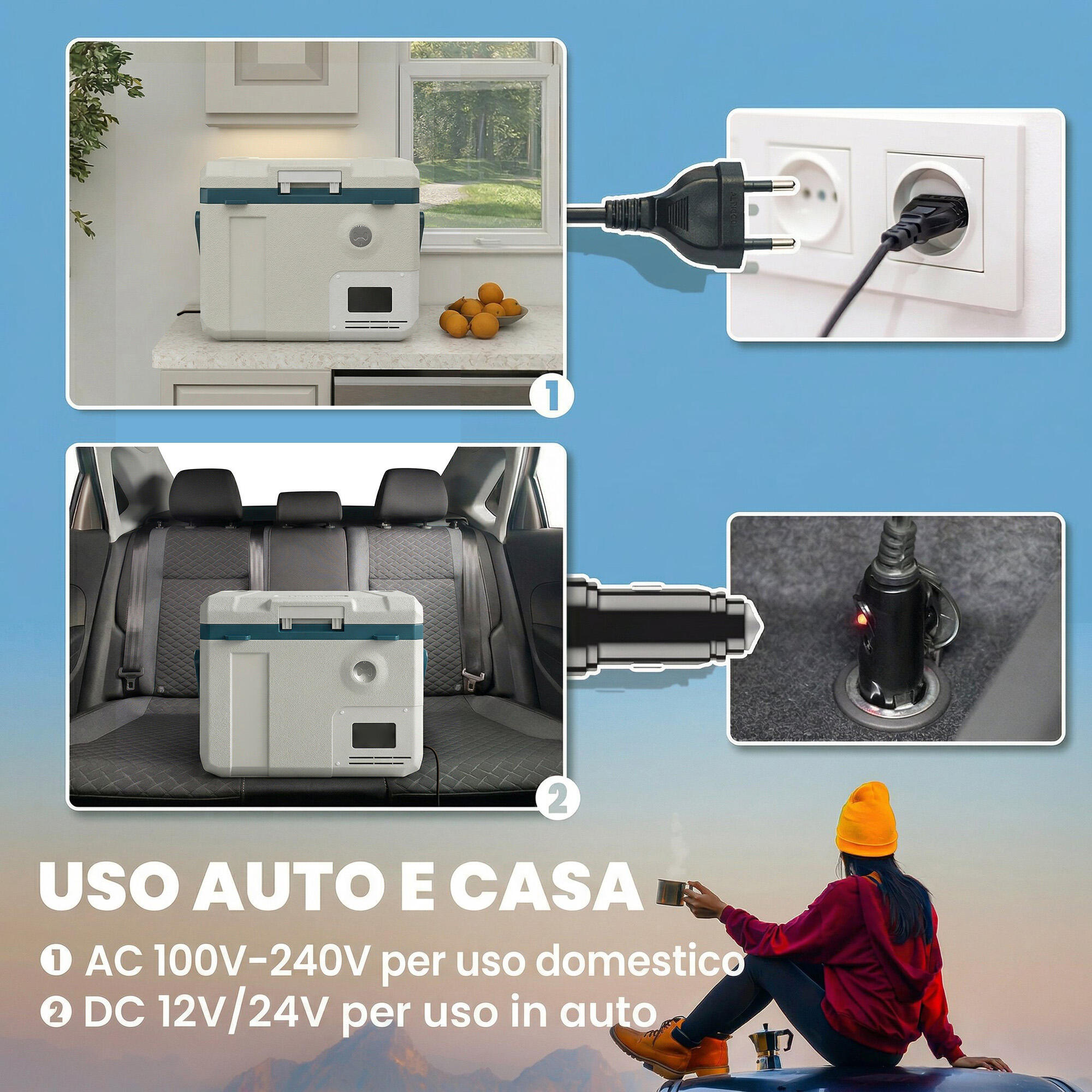 Outsunny Frigorifero Portatile per Auto con Controllo App, 19L, Nero 5/7