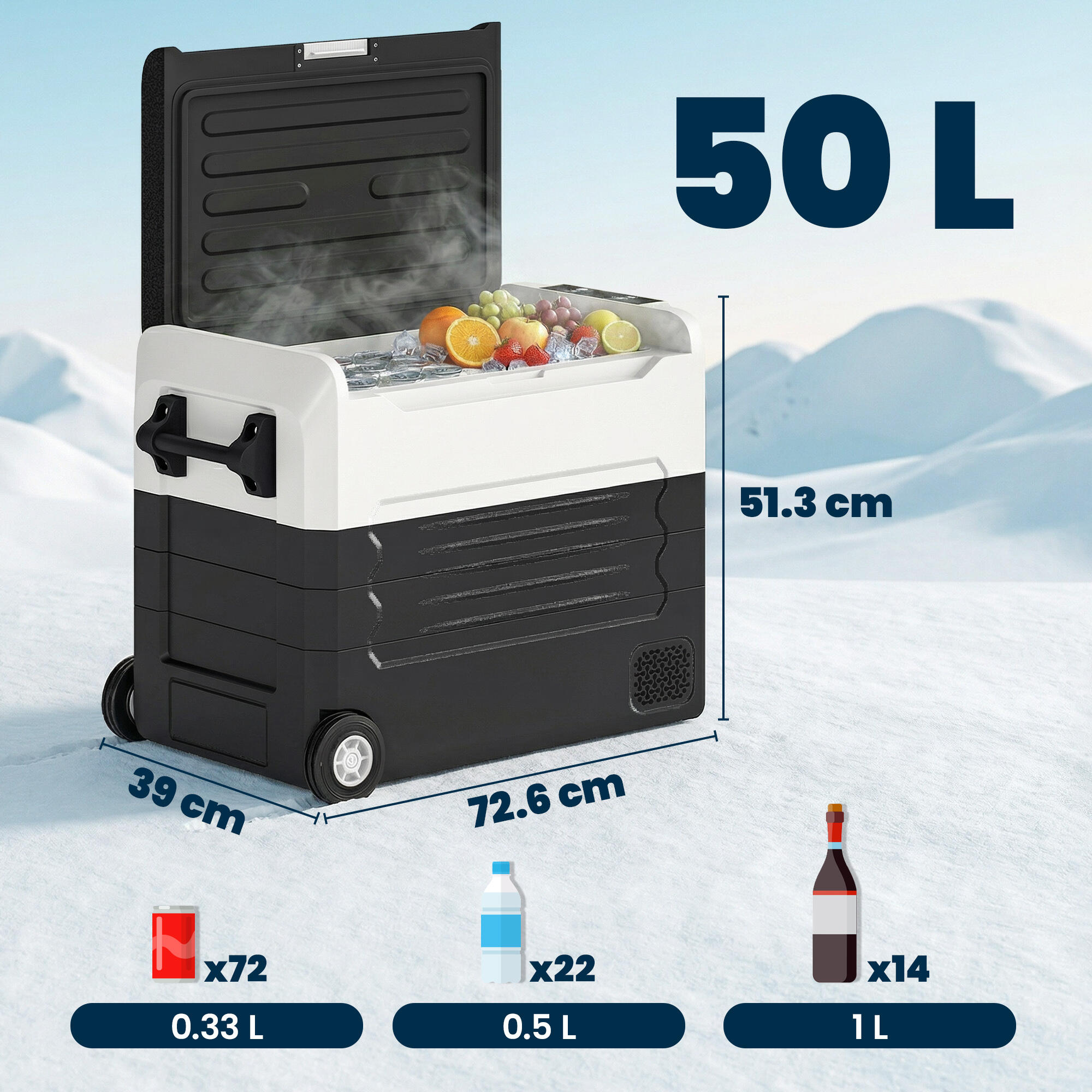 Outsunny Frigorifero Portatile per Auto con Controllo App, 50L, Nero 3/7