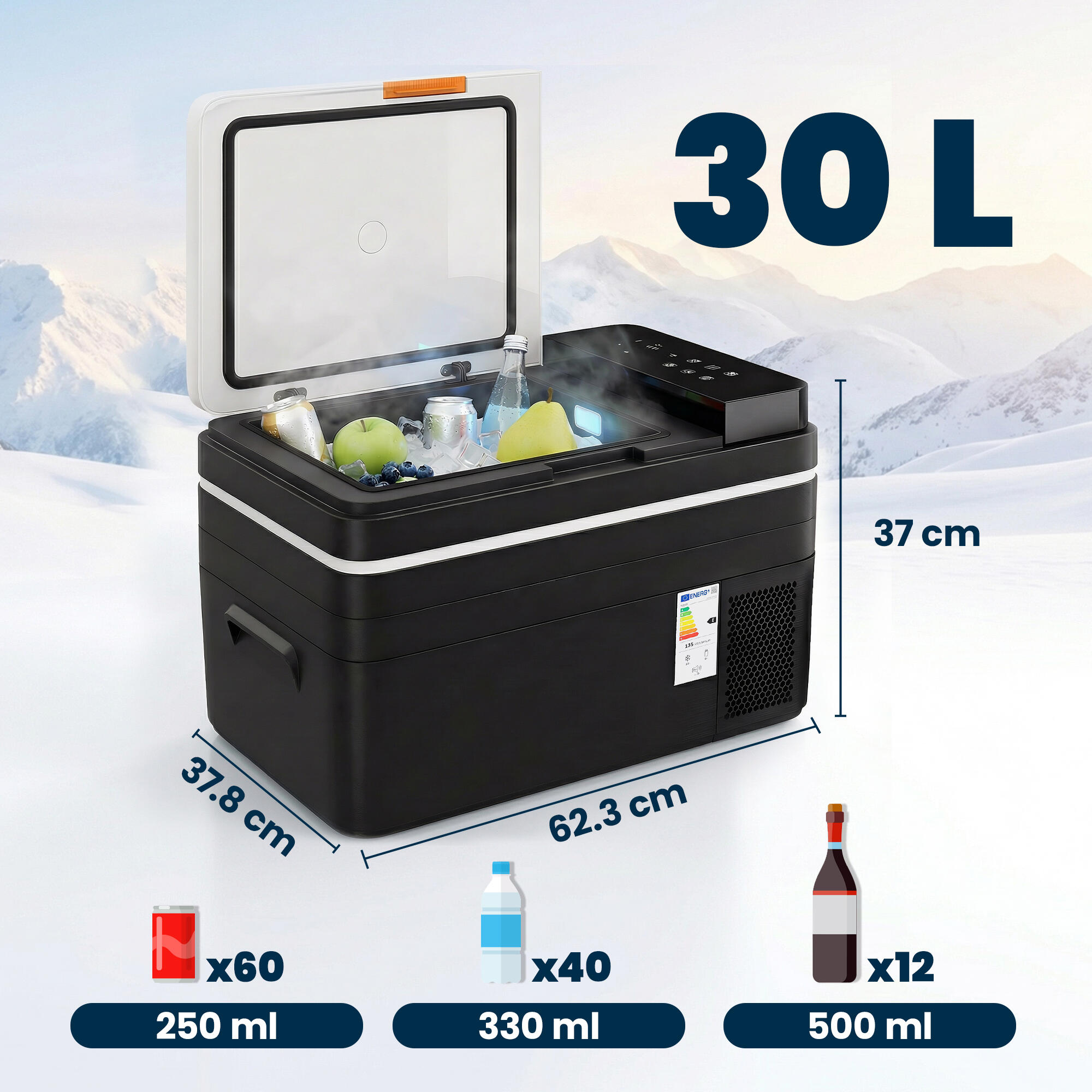 Outsunny Frigorifero Portatile con Compressore e Controllo App, 30L, Nero 3/7