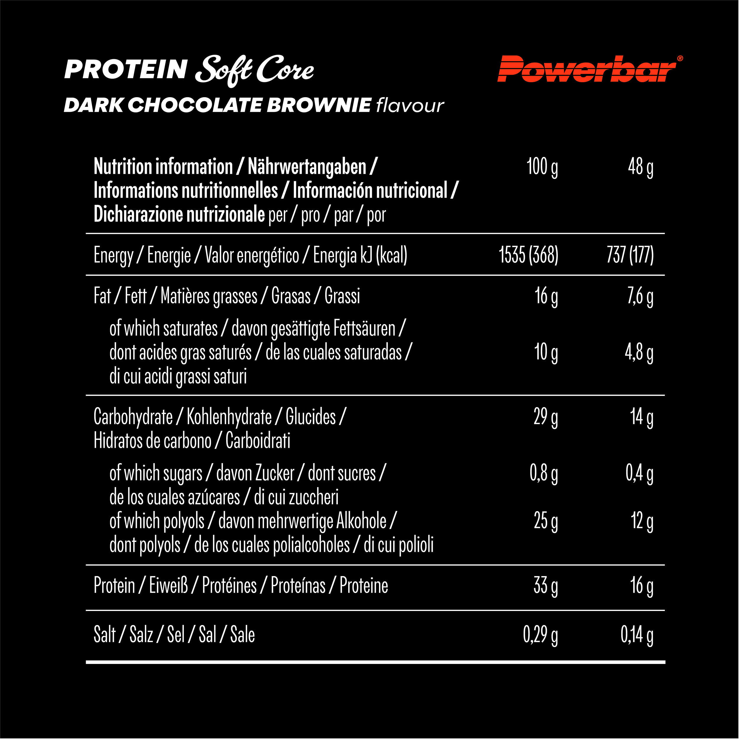Soft Core Dark Chocolate Brownie 12x48g High Protein Low Sugar 3/5