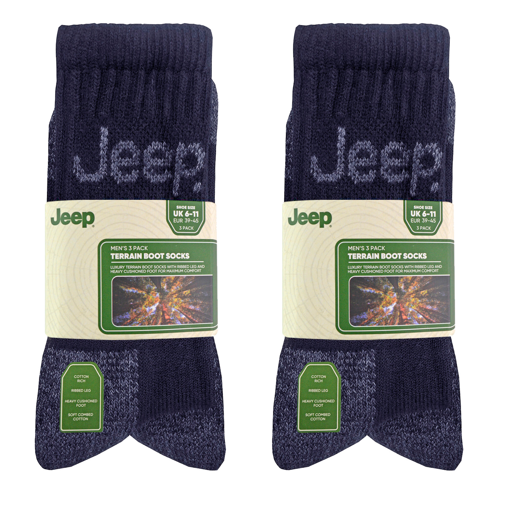 Jeep - 6 Paar luxuriöse gepolsterte Baumwoll-Wandersocken für Herren 2/5