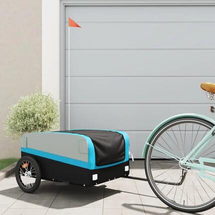 VidaXL remorque vélo 45 kg fer noir et bleu