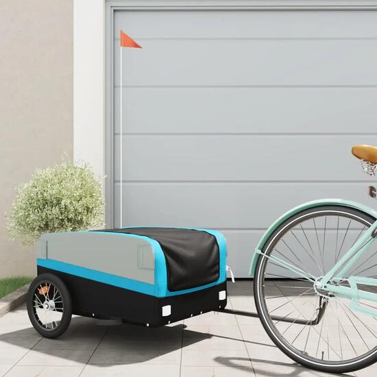 VidaXL remorque vélo 45 kg fer noir et bleu