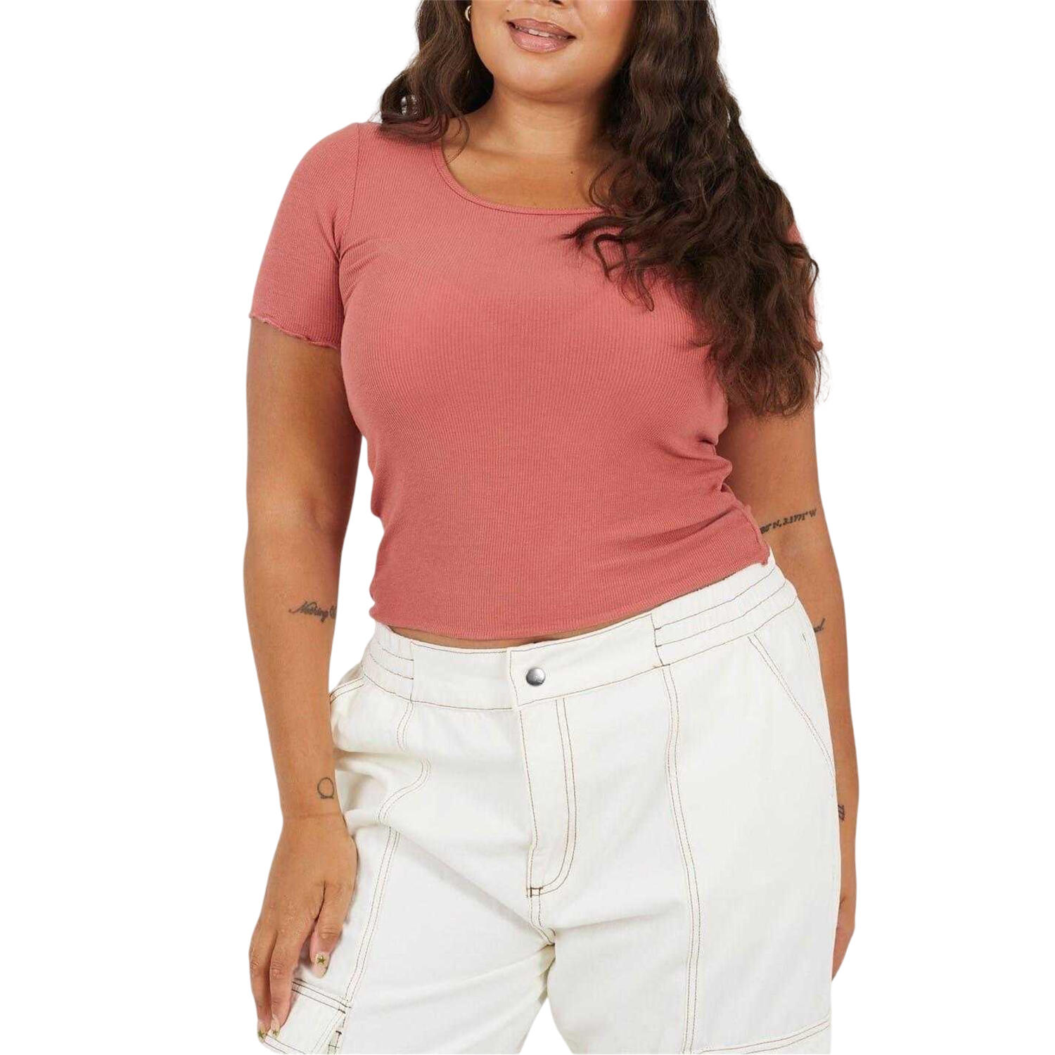 Brave Soul Womens/Ladies Scoop Neck Plus Slim T-Shirt