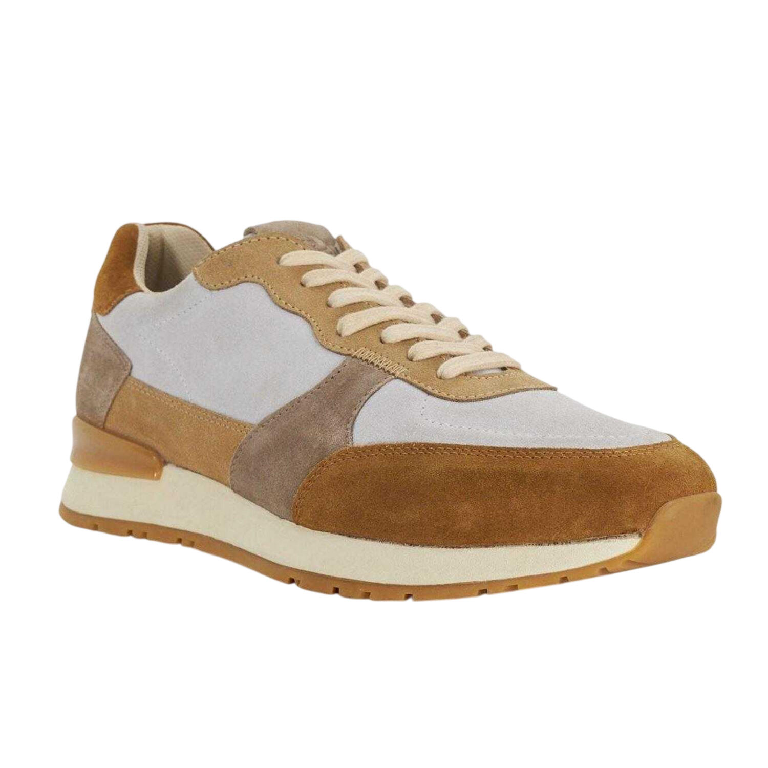 Dune London Mens Treaty Textured Suede Flat Trainers