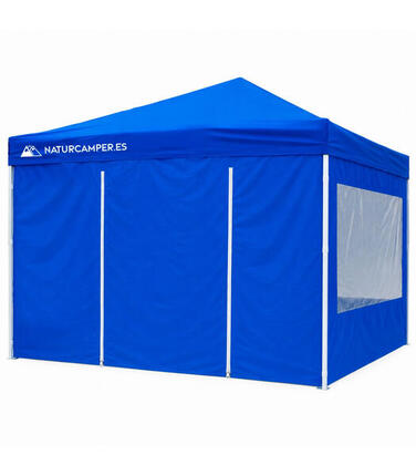 Tonnelle Pliante 3x3 m 4 Parois – Barnum Pop-up Imperméable Anti-UV, Bleu