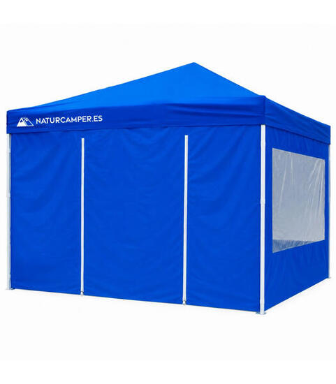 Gazebo Pieghevole 3x3 m 4 Pareti – Pop-up a Fisarmonica Impermeabile Blu
