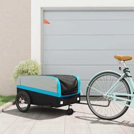 VidaXL przyczepka rowerowa 45 kg żelazo czarno-niebieska