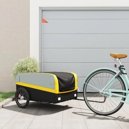 VidaXL Remorque vélo 45 kg fer noir jaune