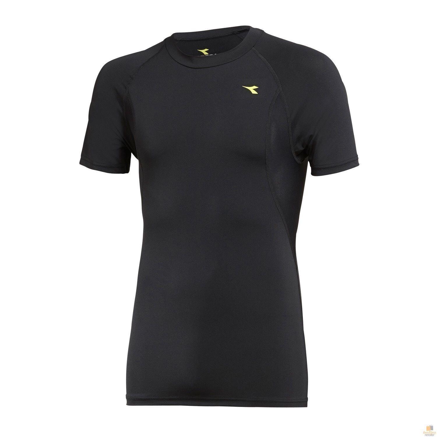 Mens DIADORA Compression Short Sleeve T Shirt Top Gym Thermal