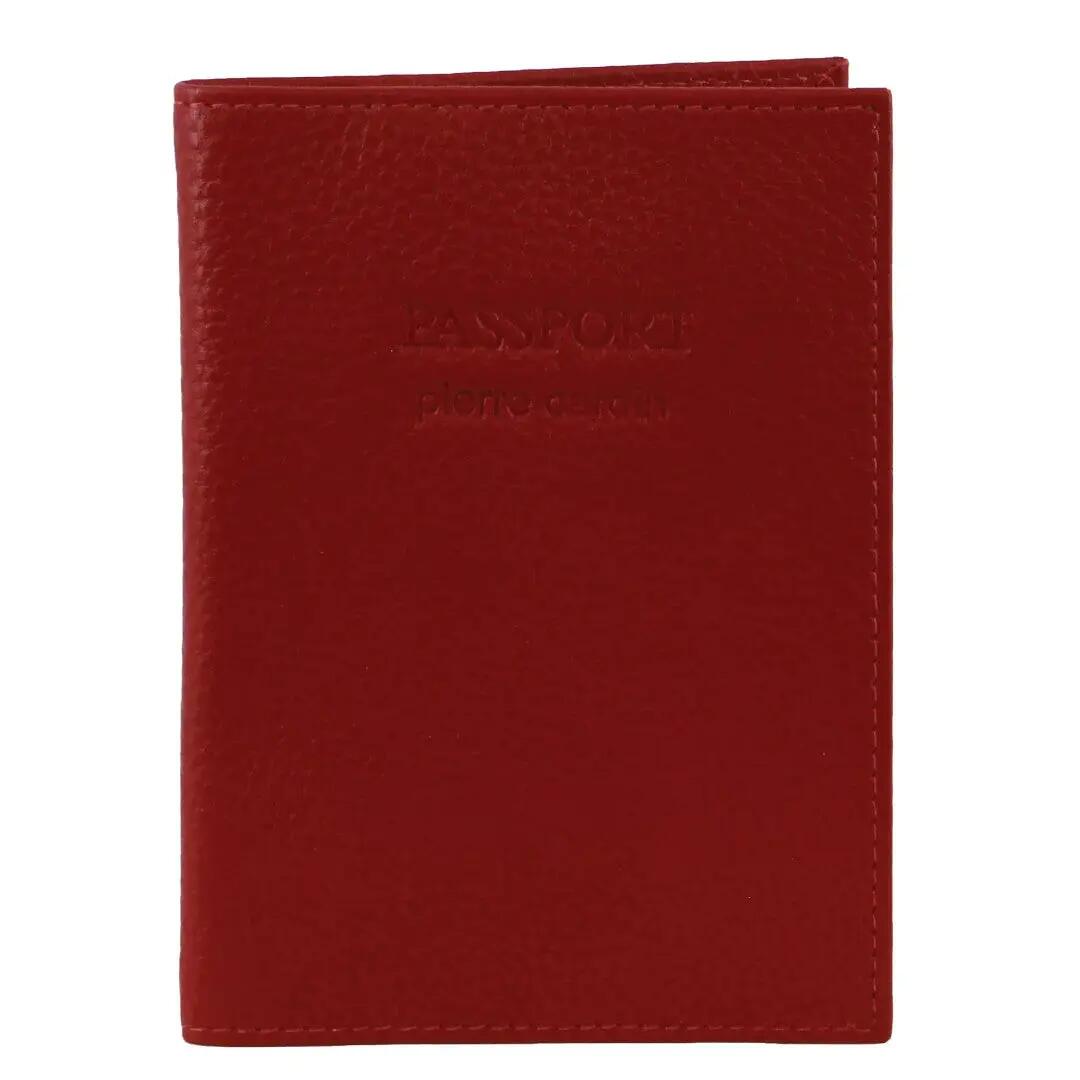 Pierre Cardin Slim Leather Passport Travel Wallet Holder RFID Case Cover - Red
