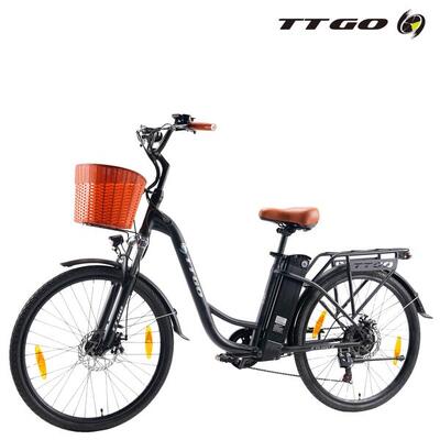 E-bike lage instap yy26 80km elektrische fiets uniseks zwart