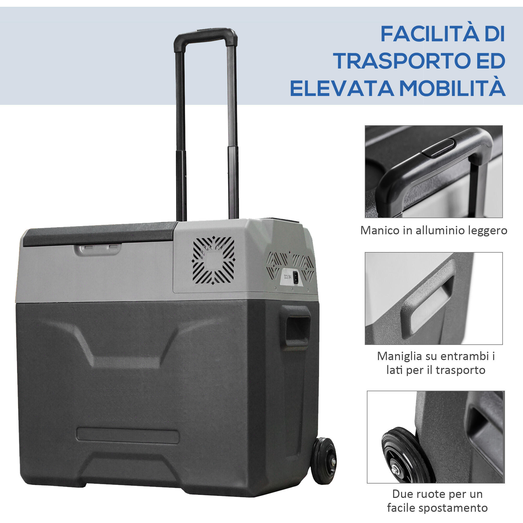 HOMCOM Frigo per Auto da 50L con Pannello Touch e 2 Rotelle Grigio 6/8