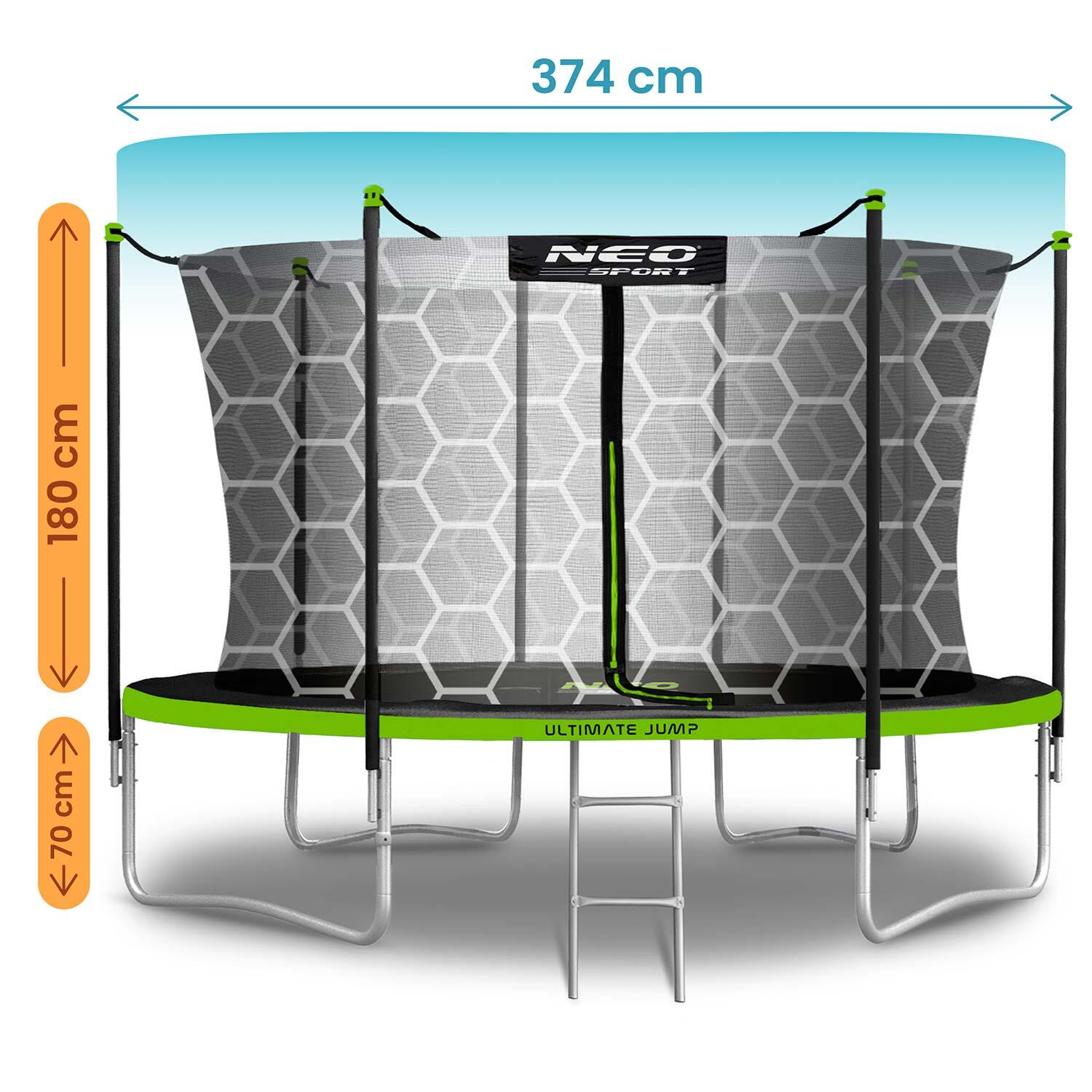 Trampolin Kinder Gartentrampolin mit Sicherheitsnetz Leiter Neo-Sport 374cm 12FT 7/7
