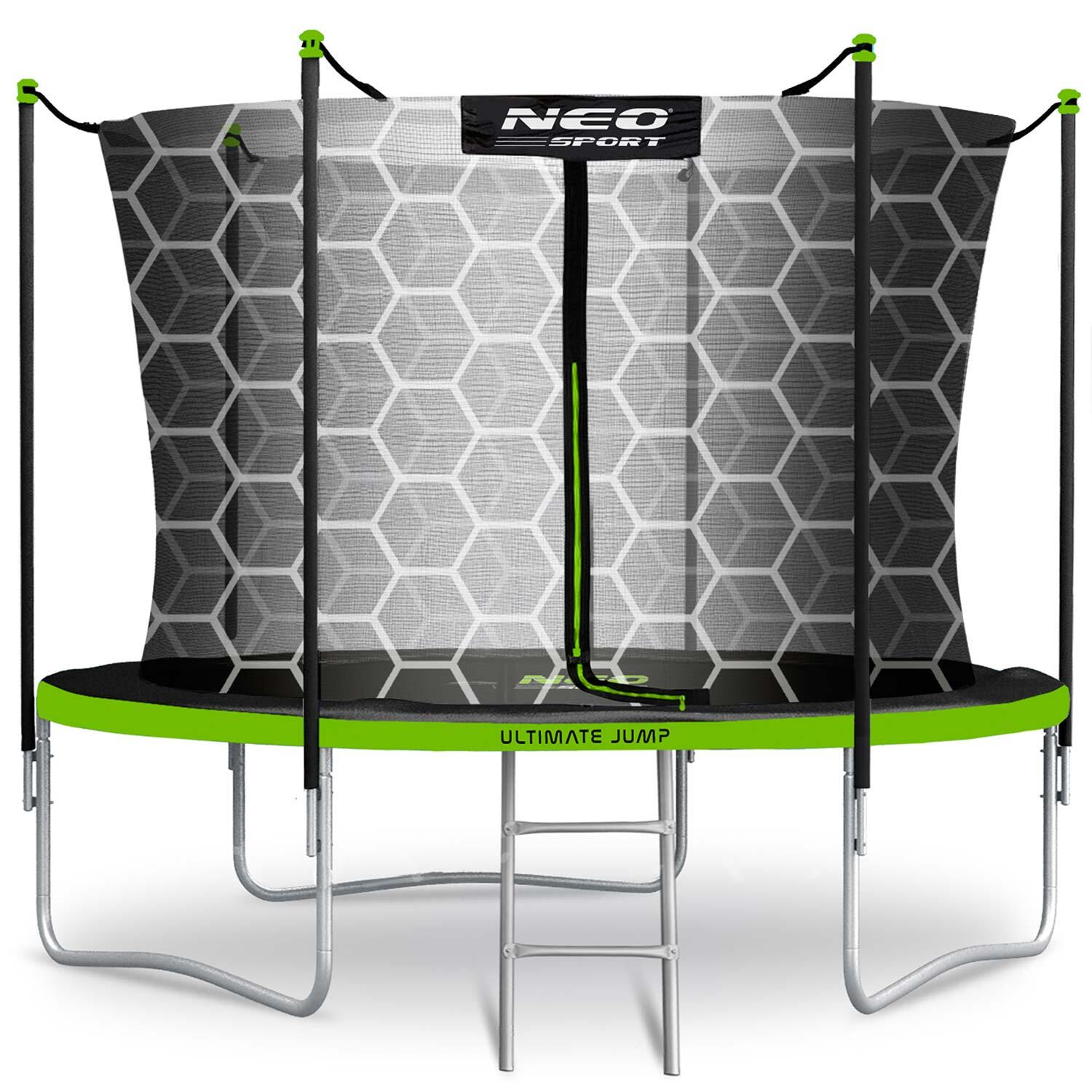Trampolin Kinder Gartentrampolin mit Sicherheitsnetz Leiter Neo-Sport 252 cm 8FT 1/7