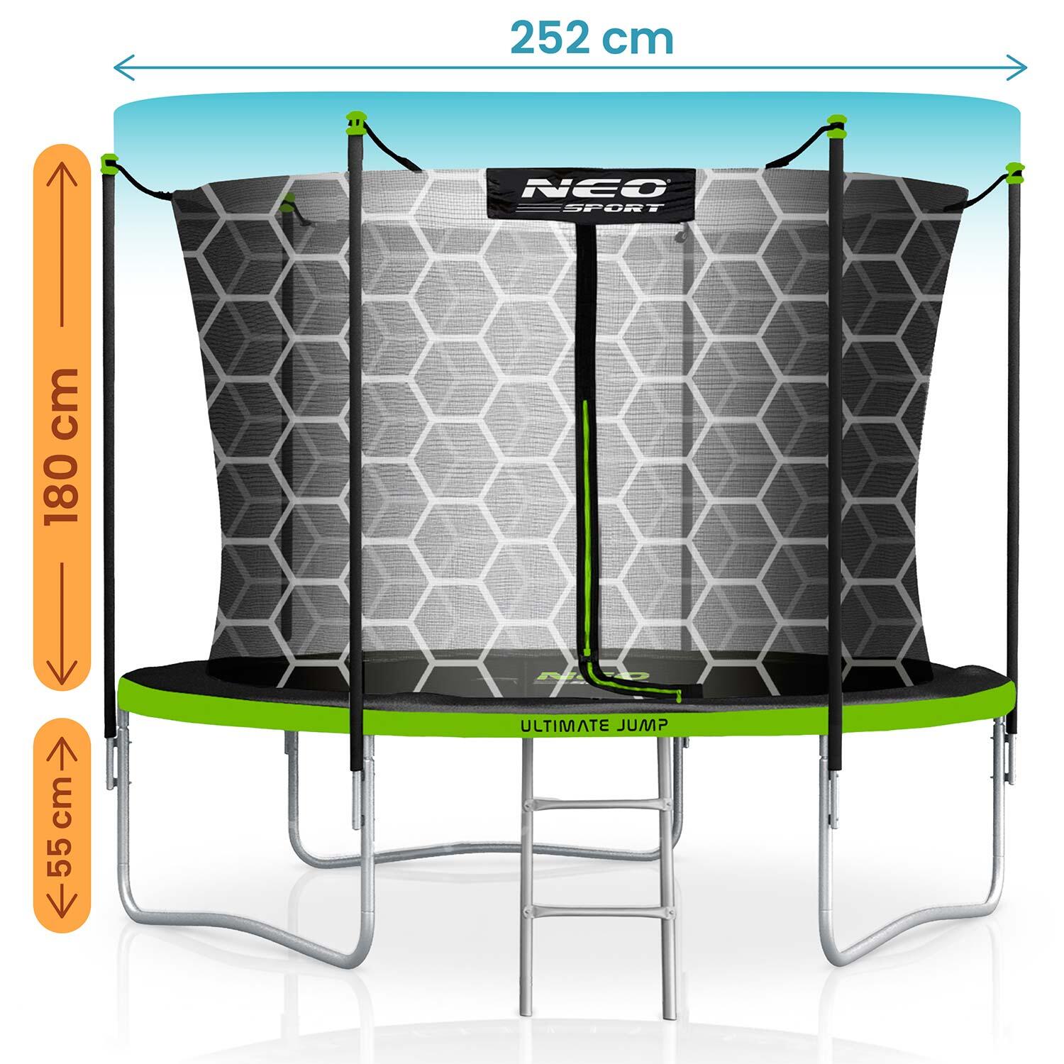 Trampolin Kinder Gartentrampolin mit Sicherheitsnetz Leiter Neo-Sport 252 cm 8FT 7/7