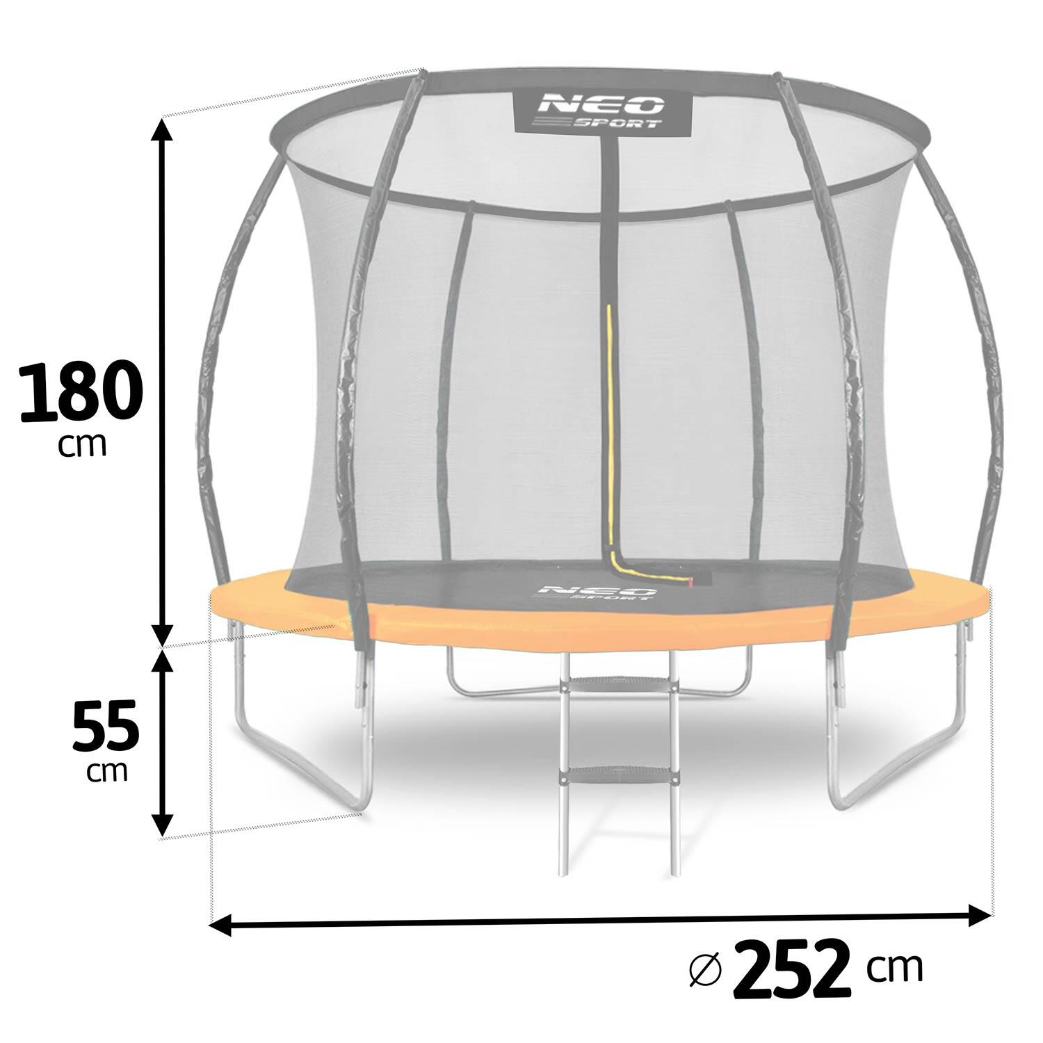 Trampolin Gartentrampolin Kindertrampolin Sicherheitsnetz Neo-Sport 252 cm 8ft 7/7