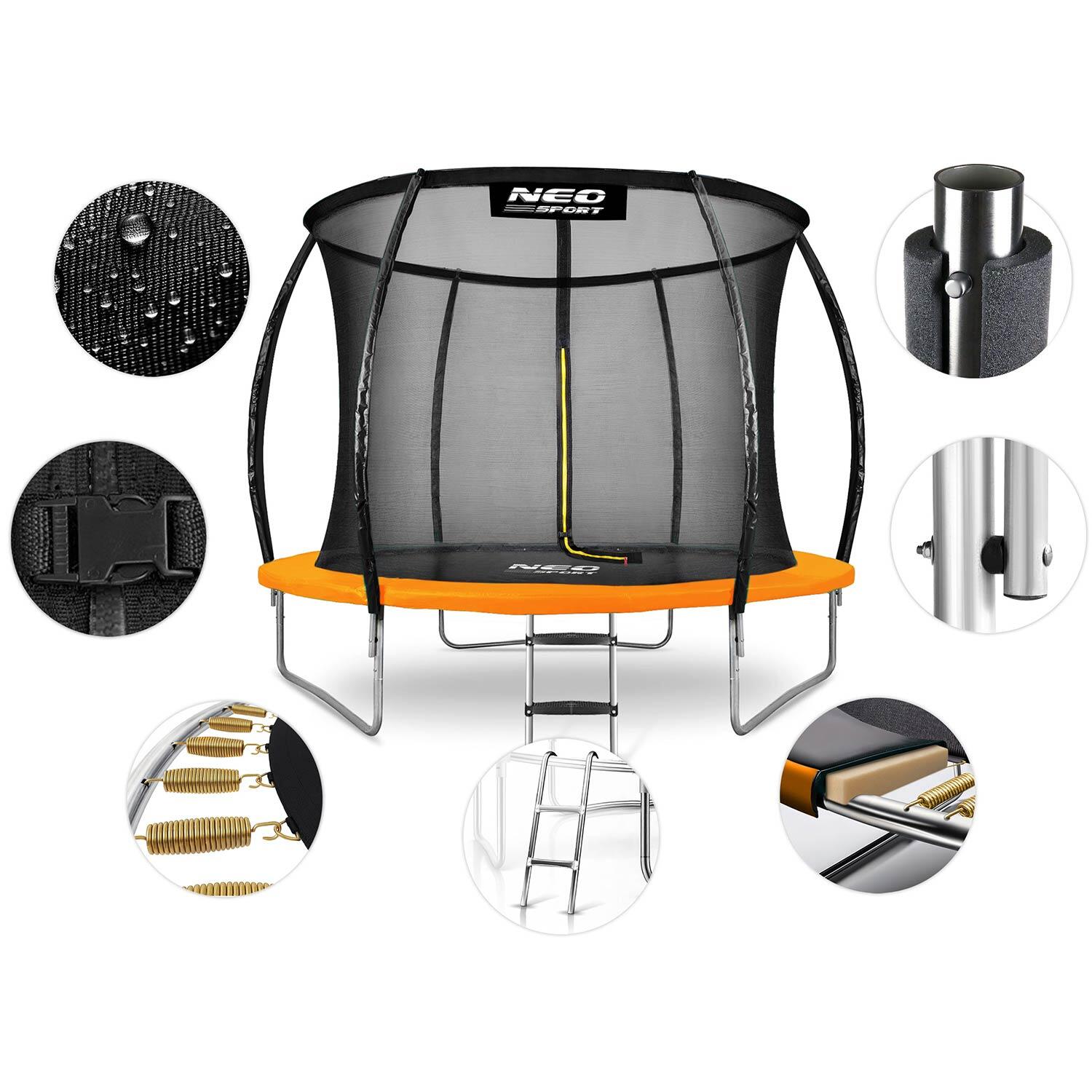 Trampolin Gartentrampolin Kindertrampolin Sicherheitsnetz Neo-Sport 252 cm 8ft 6/7