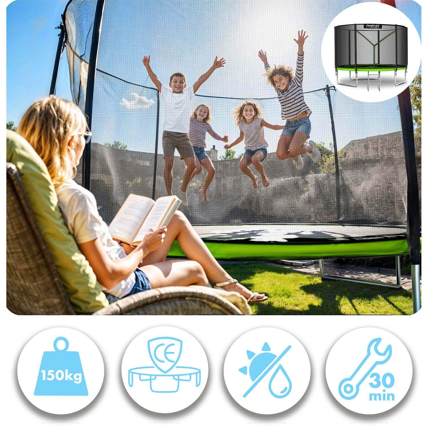 Trampolina ogrodowa z siatką zewnętrzną Neo-Sport 312cm 10ft 4/7