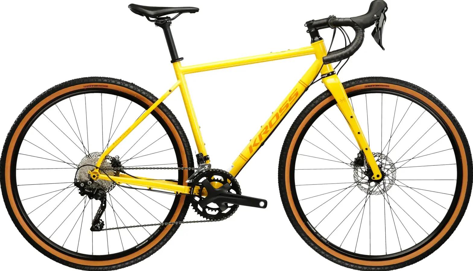 Bicicletă gravel Kross Esker 4.0 L (540 mm) – galben-portocaliu.