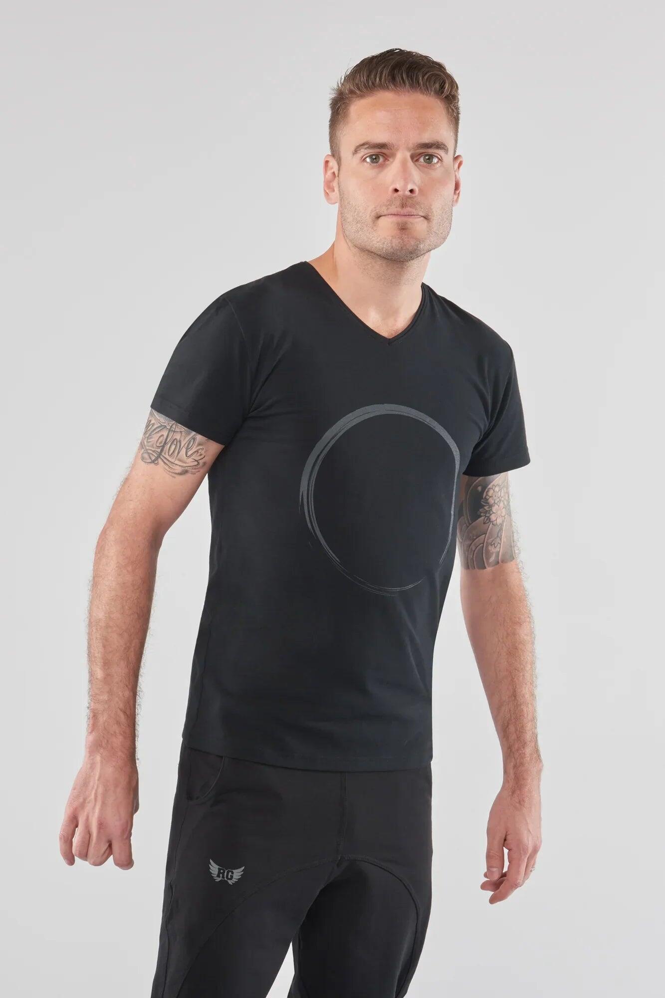 T-shirt Moksha Zen - Col en V à la hanche, doux et confortable - Noir 3/4