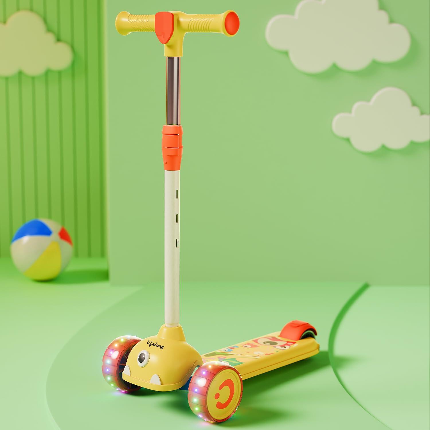 Lifelong Kids Scooter for Boys &amp; Girls| LED PU Wheels | 4-Level Adjustable Height | BIS Certified | 50Kg Capacity | Tilt-to-Turn Steering, Heavy, PPCP Body, Aluminum Handle, Yellow &amp; Orange-image-16