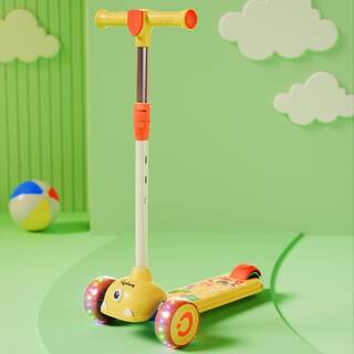 Lifelong Kids Scooter for Boys &amp; Girls| LED PU Wheels | 4-Level Adjustable Height | BIS Certified | 50Kg Capacity | Tilt-to-Turn Steering, Heavy, PPCP Body, Aluminum Handle, Yellow &amp; Orange