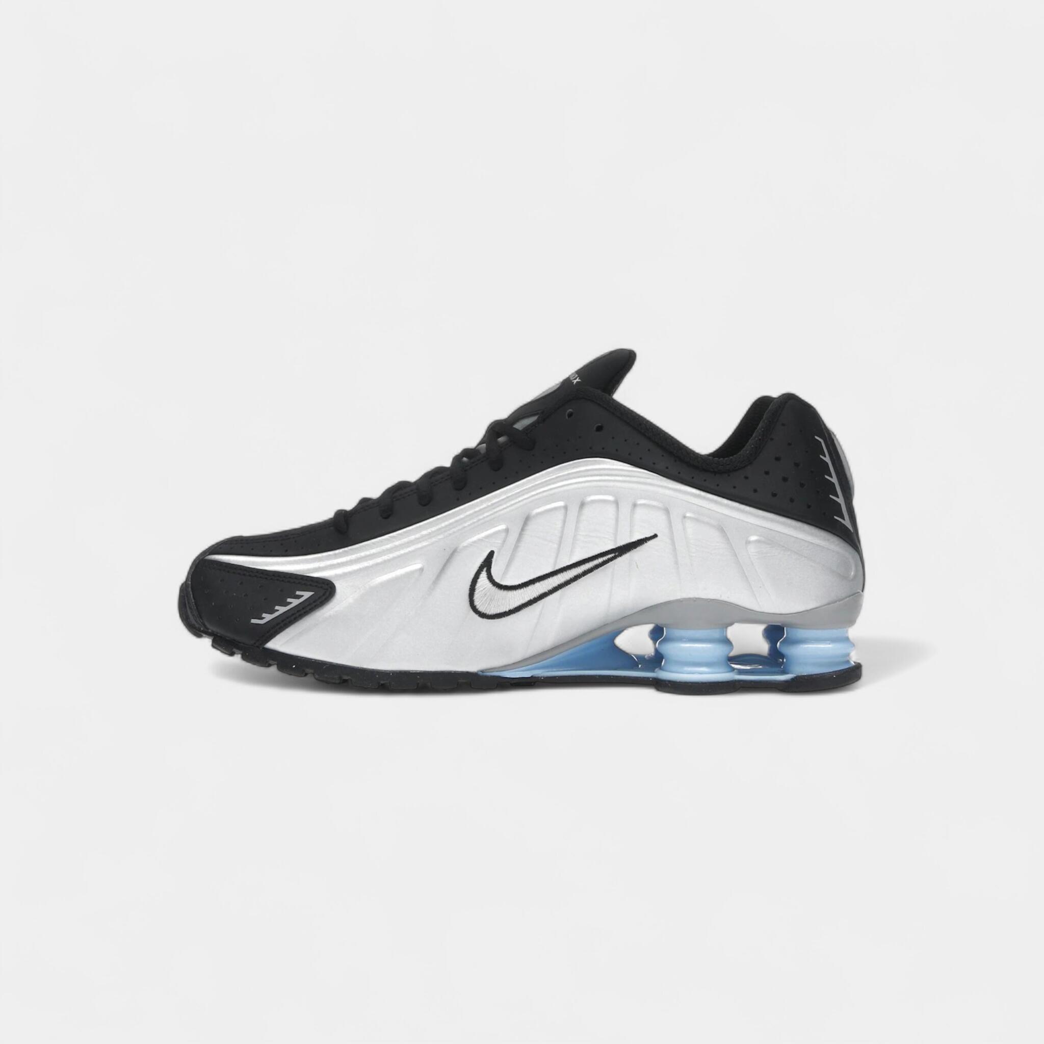 Nike Shox R4 Metallic Silver Black Psychic Blue 4/4