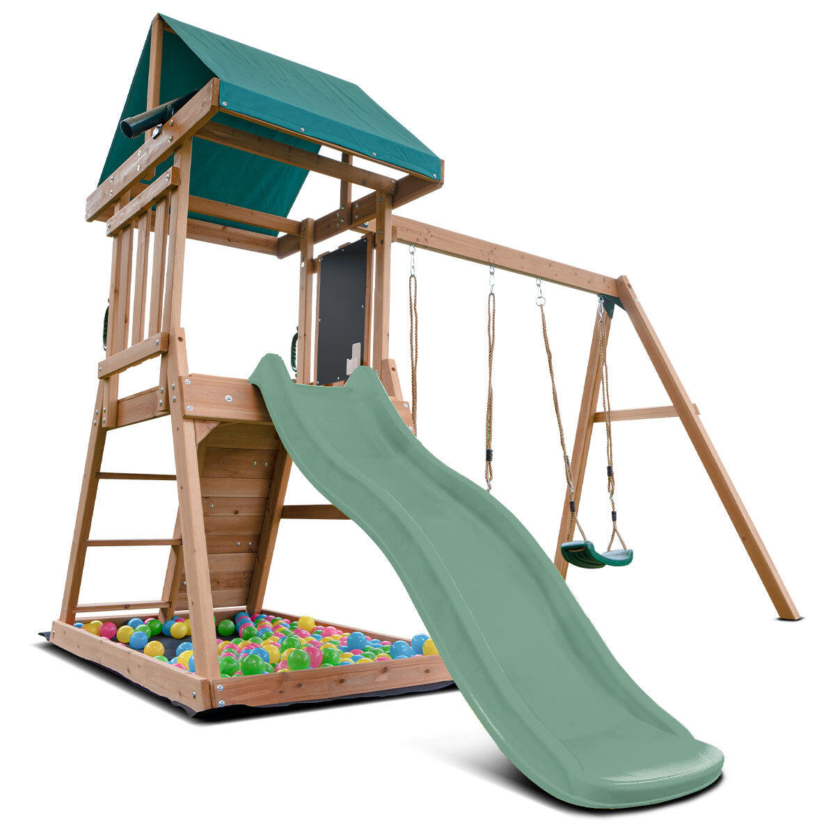 Lifespan Kids Greenvale Swing Set & Play Centre with 1.8m Slide (Pastel Green)