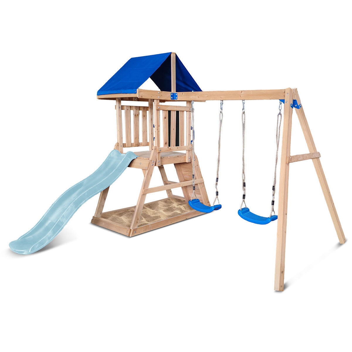 Lifespan Kids Hazelbrook Swing Set & Play Centre with 1.8m Slide (Pastel Blue)