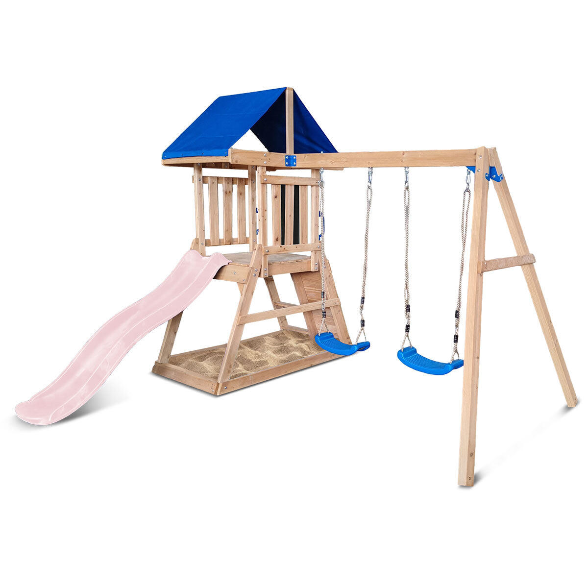 Lifespan Kids Hazelbrook Swing Set & Play Centre with 1.8m Slide (Pastel Pink)