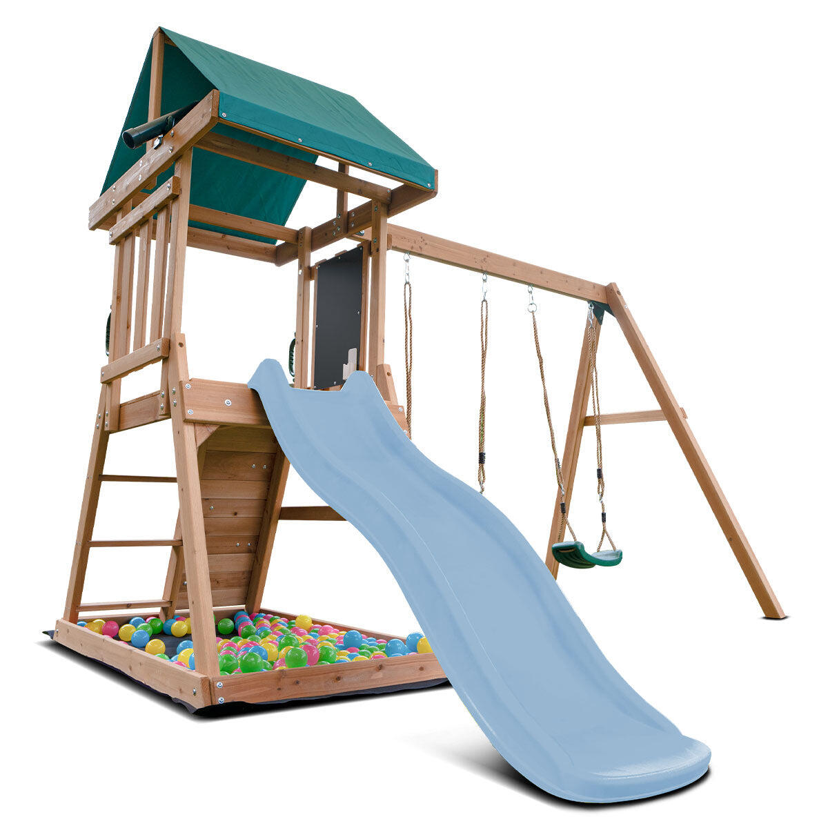 Lifespan Kids Greenvale Swing Set & Play Centre with 1.8m Slide (Pastel Blue)