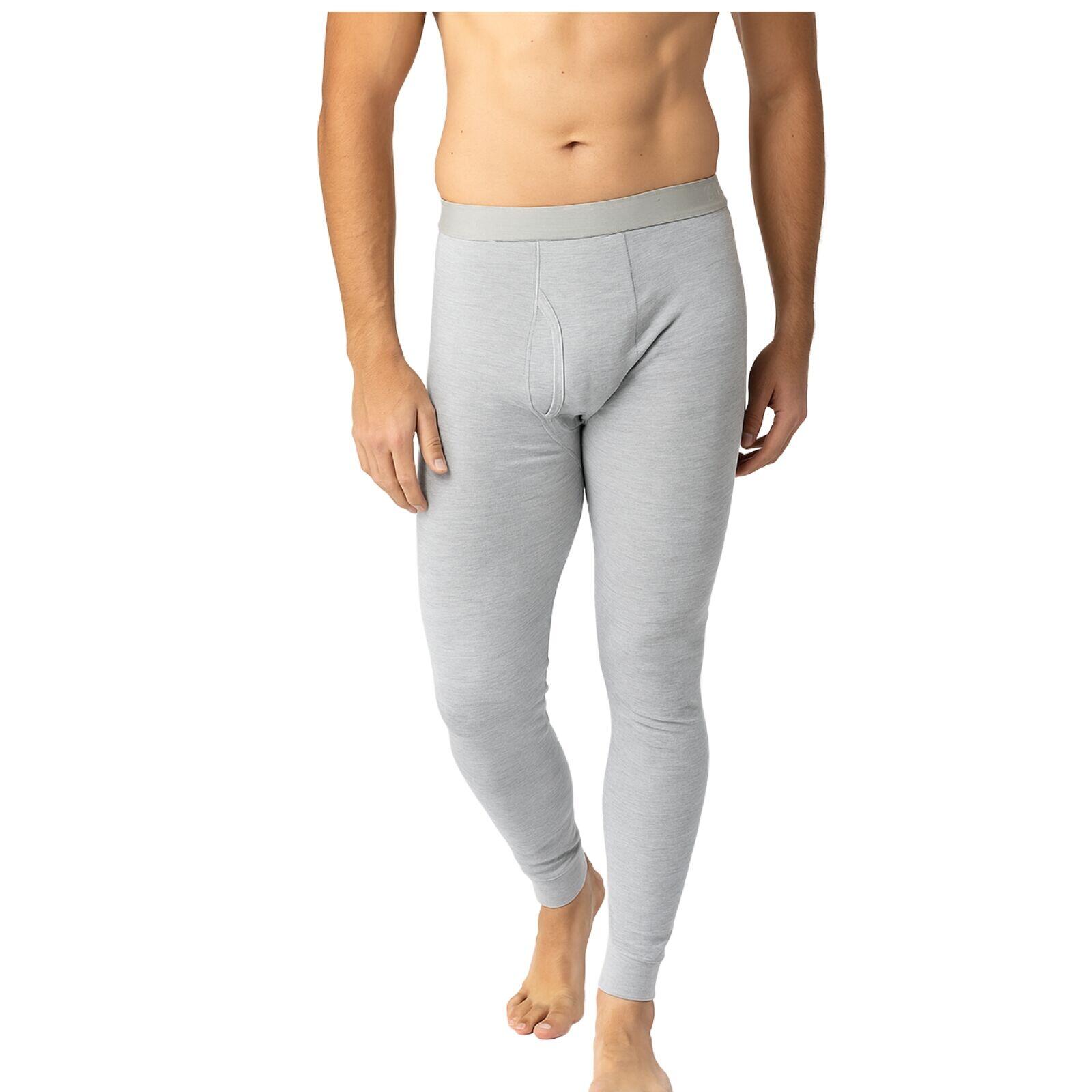MERINO SKINS Mens Classic Long Johns Wool Thermal Pants - Soft Grey Marle
