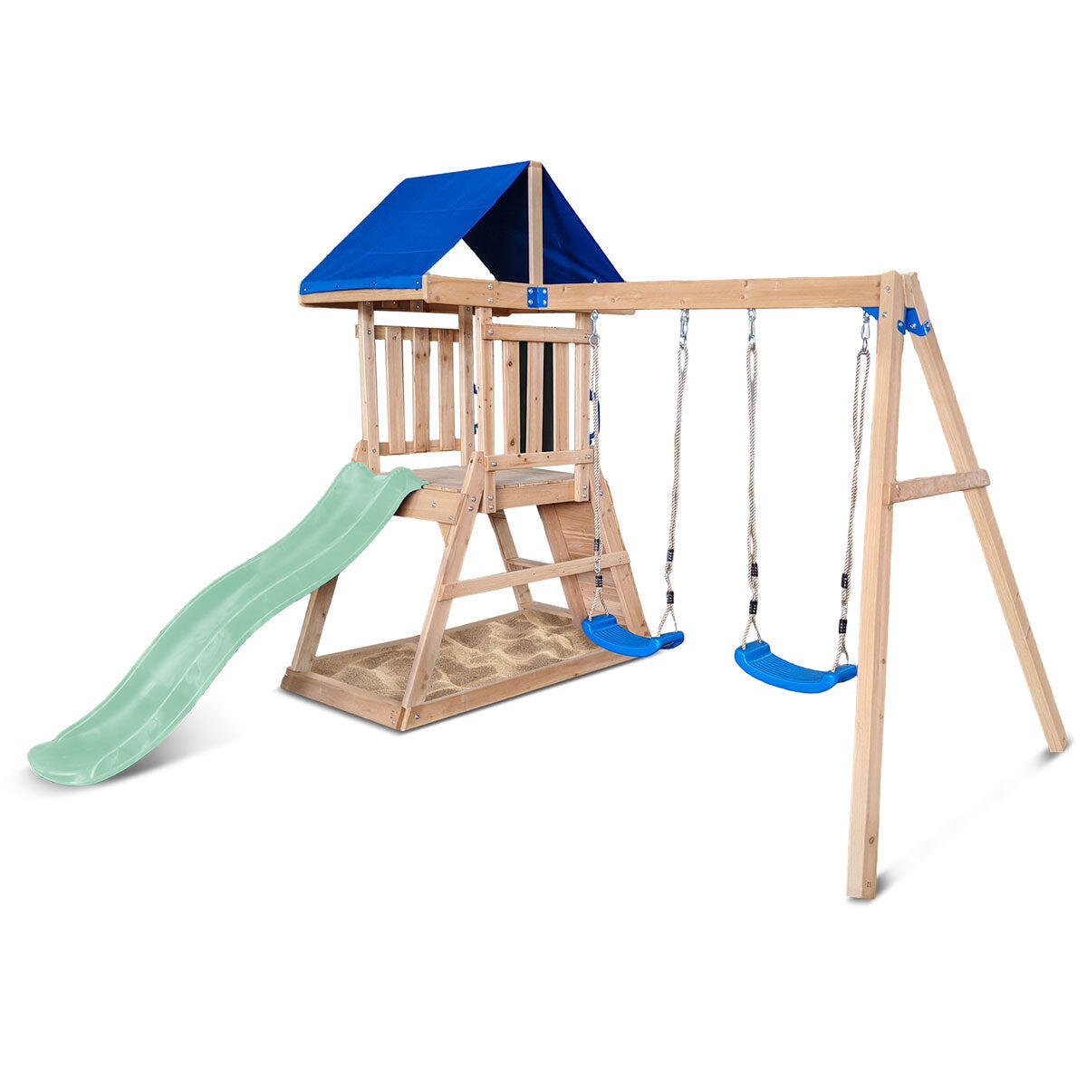 Lifespan Kids Hazelbrook Swing Set & Play Centre with 1.8m Slide (Pastel Green)
