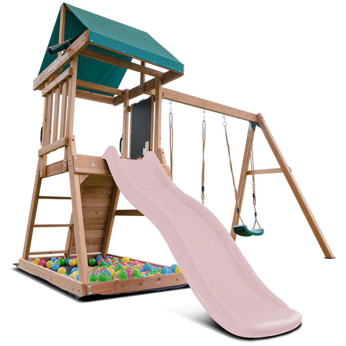 Lifespan Kids Greenvale Swing Set & Play Centre with 1.8m Slide (Pastel Pink)