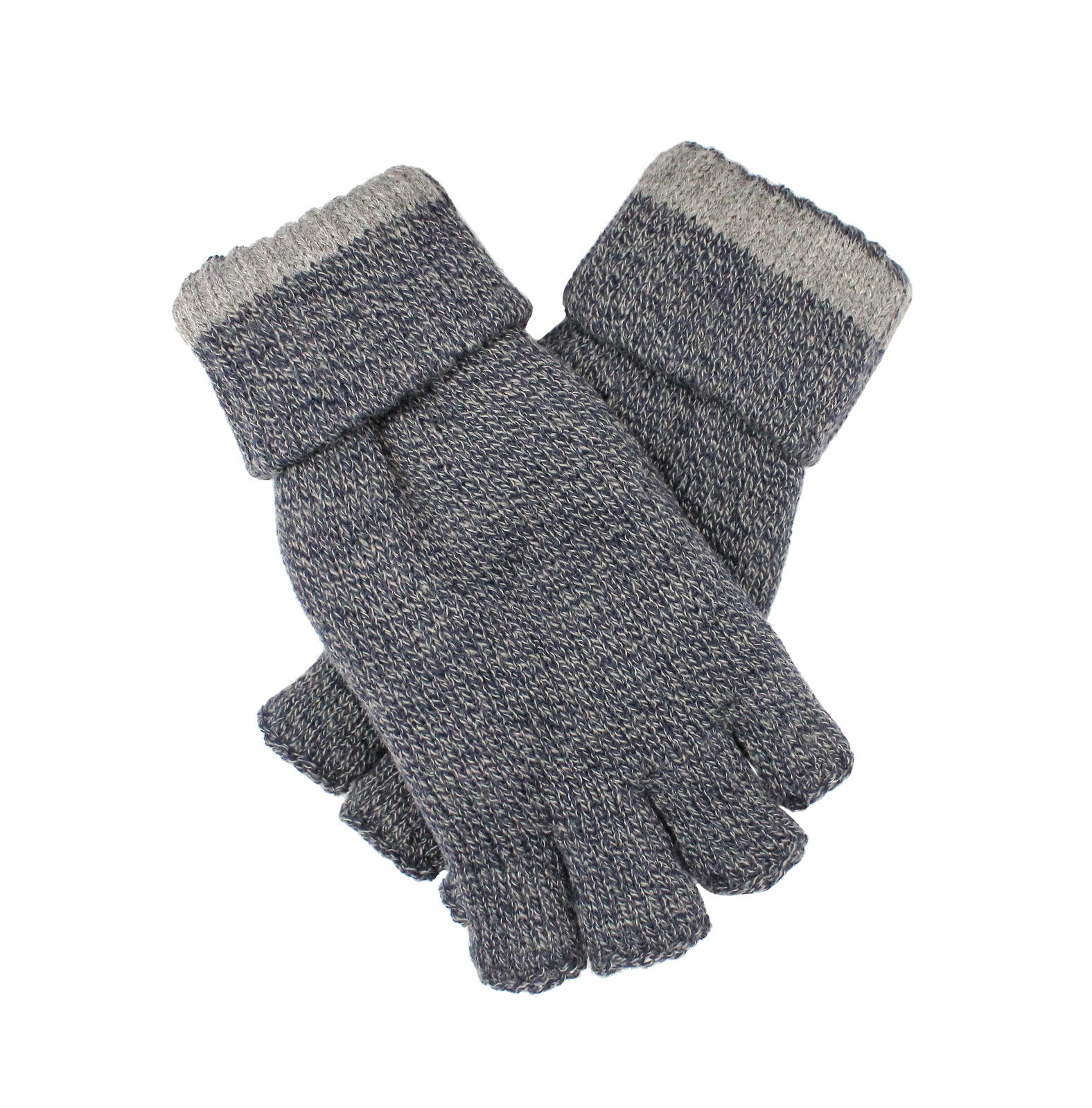 Dents Mens Thinsulate Lined Fingerless Knit Gloves with Rollover Cuff