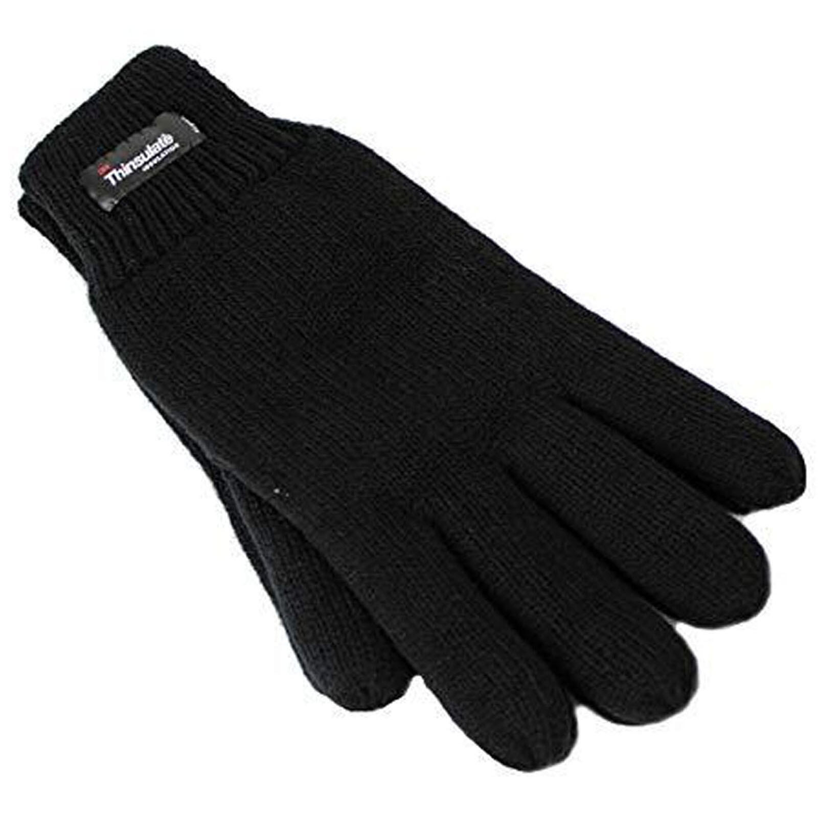 3M Thinsulate Womens Full Finger Knit Gloves Thermal Insulation in Black