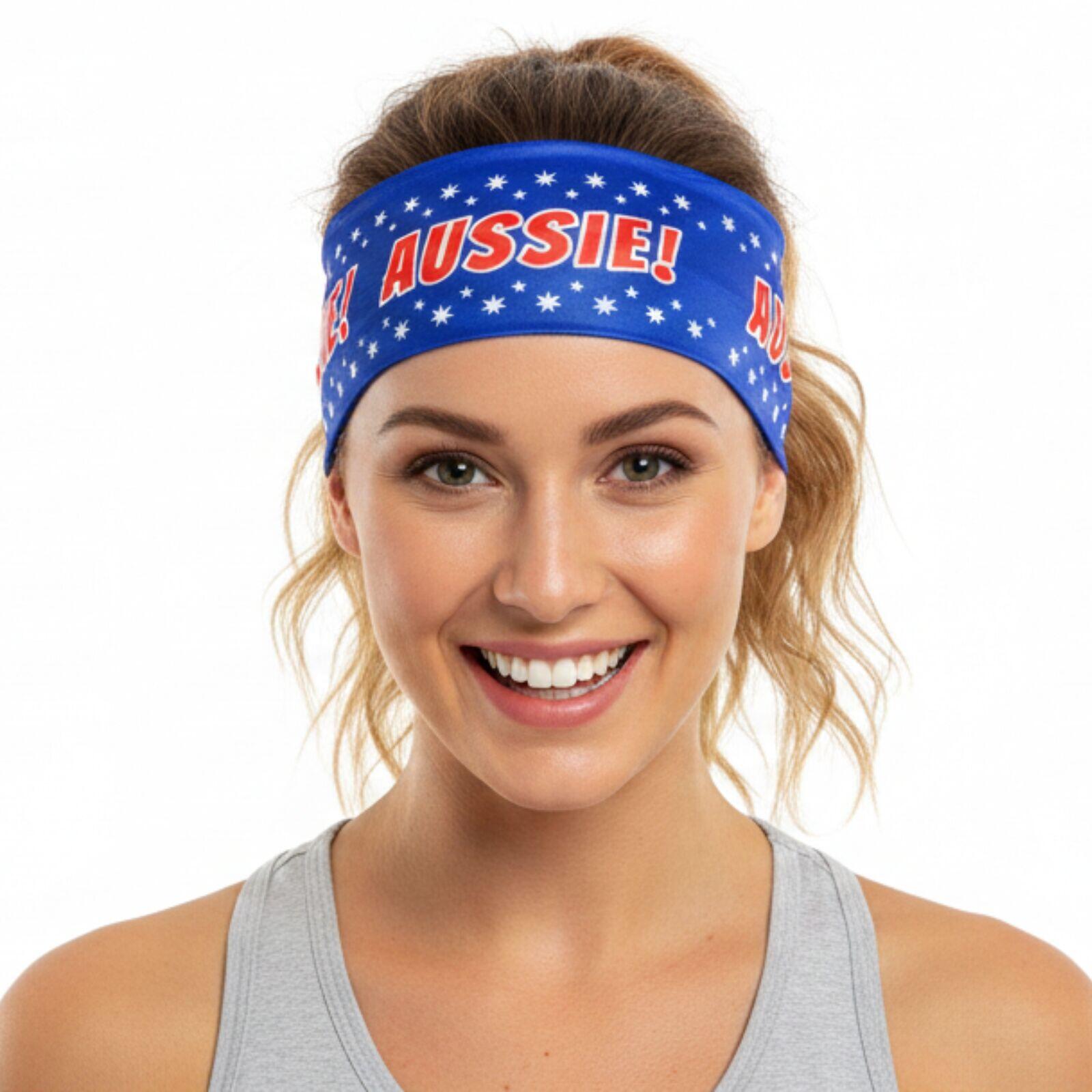 Australia Flag Headband Tennis Cricket Australia Day Aussie Costume in Blue