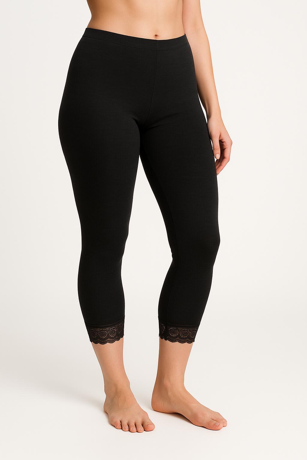 Merino Skins Womens Audrina Capri Legging Thermals Underwear Warm Winter - Black