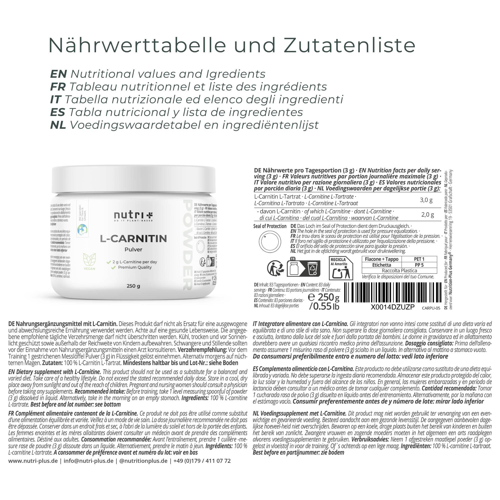 L-Carnitin Pulver 250g 2/5