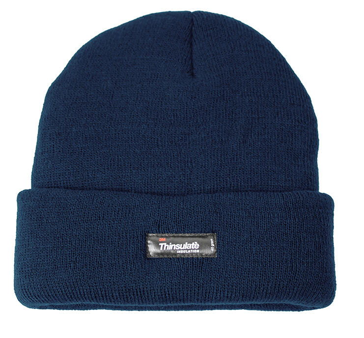3M Thinsulate Pull On Beanie Hat Ski Knit Thermal Insulated in Navy Blue