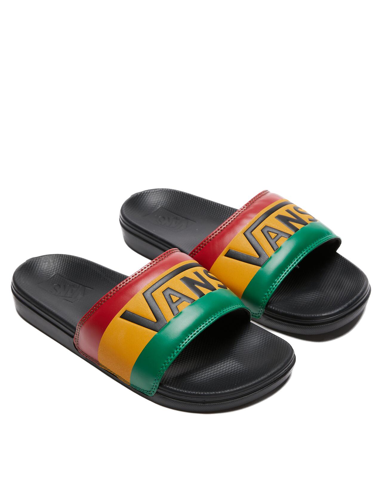 Vans La Costa Slide On Slides Flip Flops Bob Marley Reggae - Rasta Black